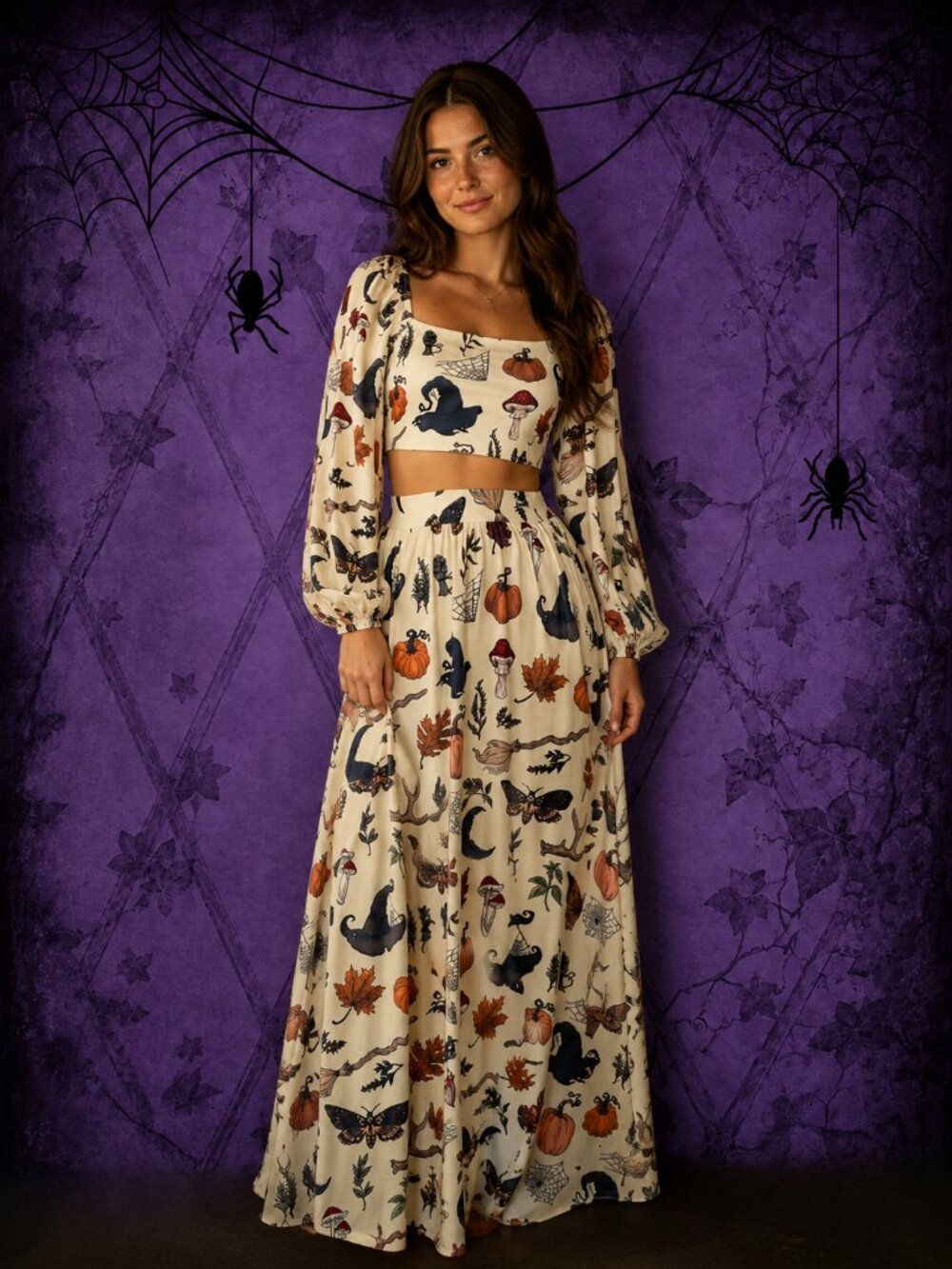 Fairy Fashion ππ§ββοΈ Vintage Halloween Witchy Cotton Two-Piece Set Small